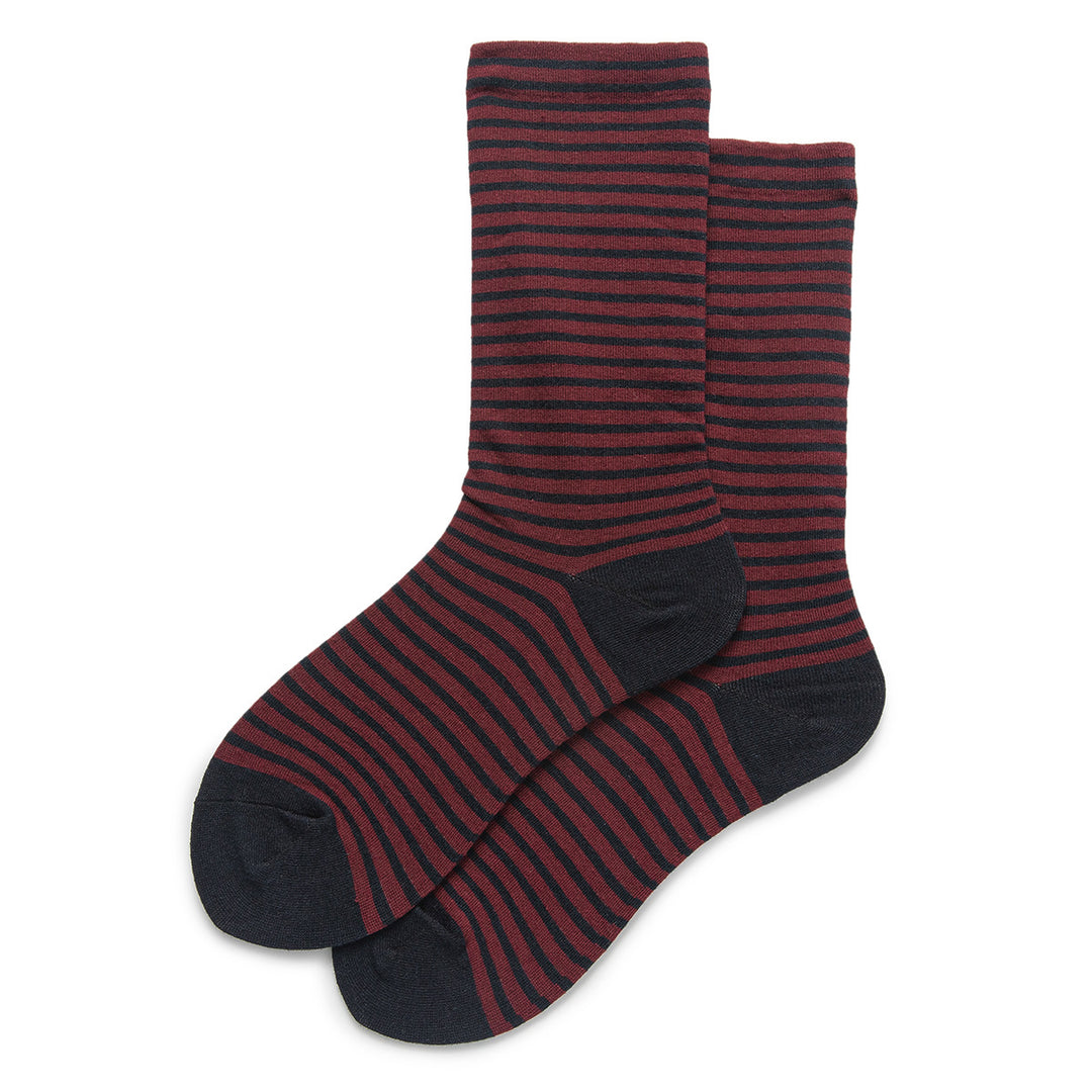Solid Base Striped Cotton Mid-Calf Socks Women N6H011