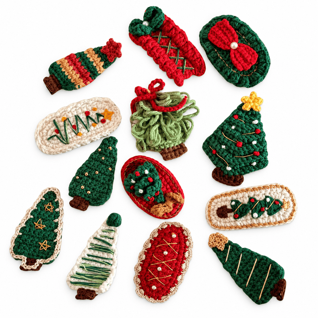 Womens Christmas Tree Knit Duckbill Hair Clip N6K308
