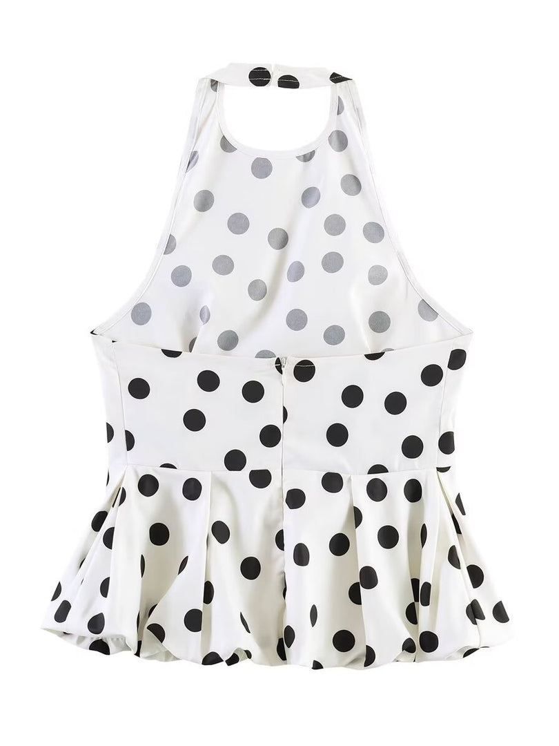 Polka Dot Backless Halter Tube Top Women N6D125