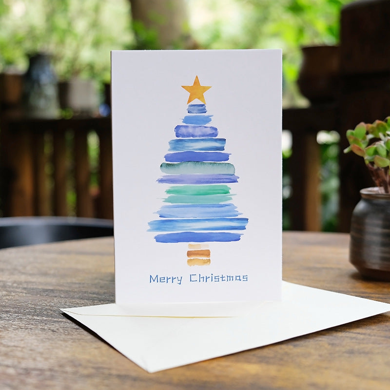 Watercolor Christmas Tree Greeting Cards with Envelopes N6K299