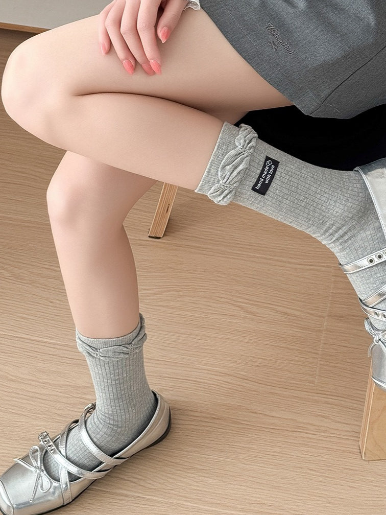 Bow Letter Label Slouch Socks Women N6C167