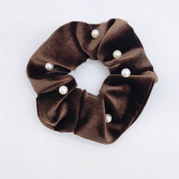 Velvet Pearl Big Scrunchie Women High Elasticity N6H193