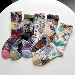Load image into Gallery viewer, 3D Floral Embossed Seamless Mid-Calf Socks Women N6H010
