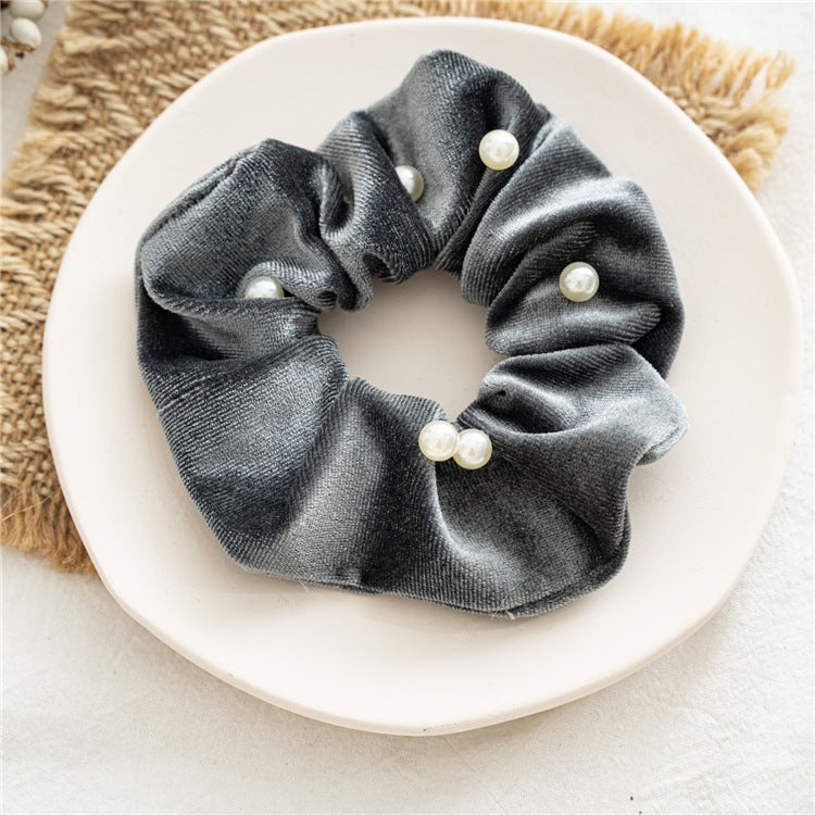 Velvet Pearl Big Scrunchie Women High Elasticity N6H193