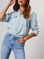 Load image into Gallery viewer, Casual Lapel Long Sleeve Denim Shirt Women N6D064