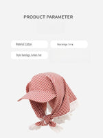 Load image into Gallery viewer, Gingham Lace Trim Headscarf Hat Women N6C365
