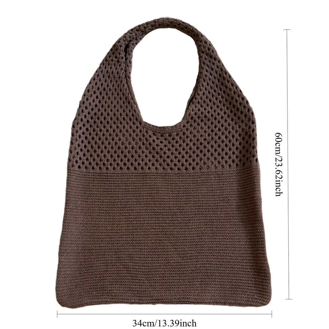 Women's Woven Cutout Knit Bucket Tote Bag N6J171