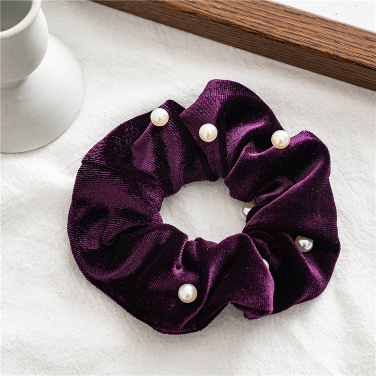 Velvet Pearl Big Scrunchie Women High Elasticity N6H193