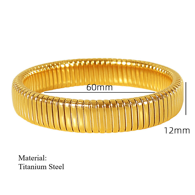 Titanium Steel Grooved Bangle Elastic Medical-Grade S5P253