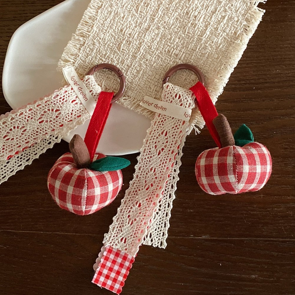 Red Heart Tassel Fabric Bag Charm Keychain N6K291