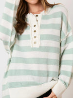 Load image into Gallery viewer, Block Stripe Knit Long Button Mid Weight Options N5Z791
