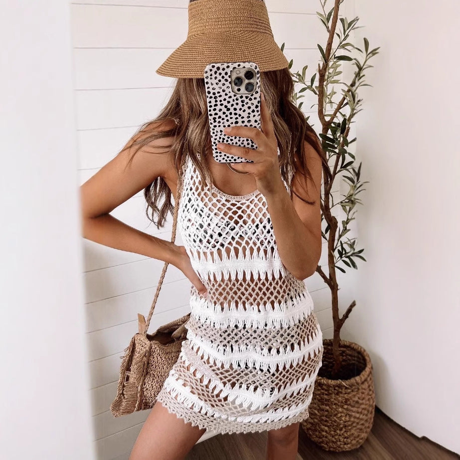 Womens Color Block Openwork Maxi Dress N25A021