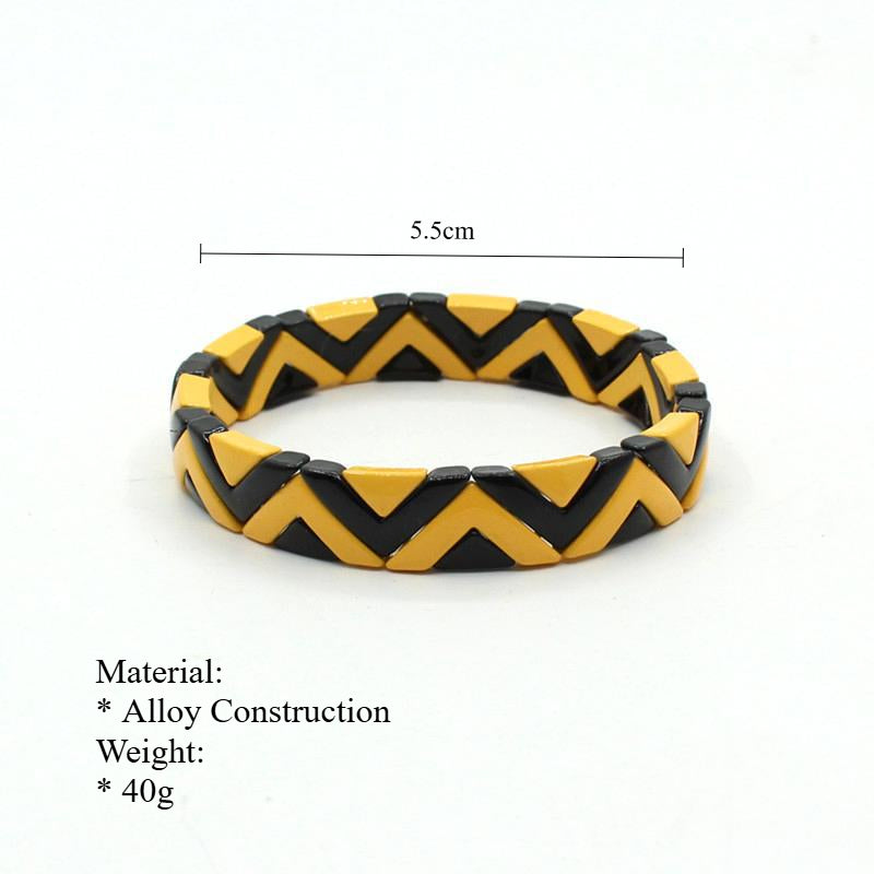 Wave Triangle Links Cuff Enamel Steel Elastic S5P142