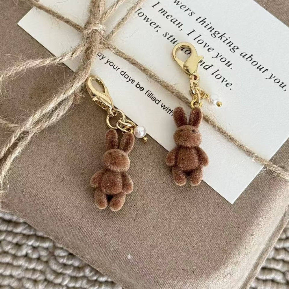 Plush Rabbit Zipper Pull Charm Keychain N6D041