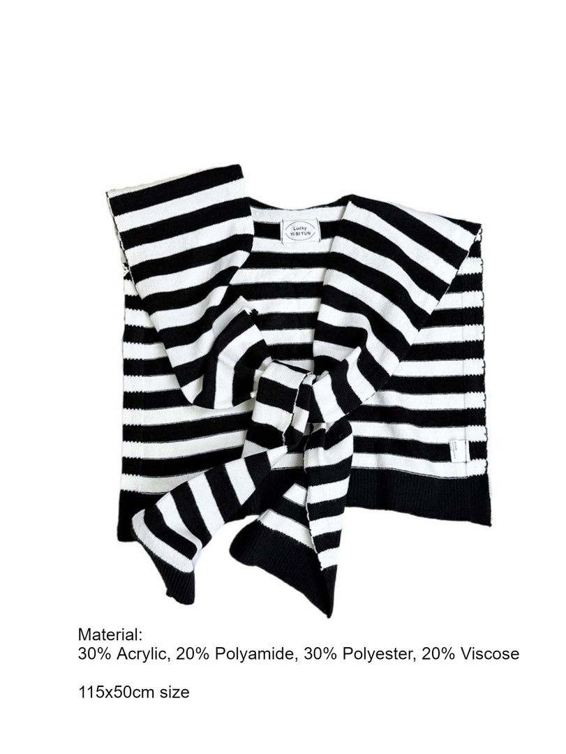 Striped Knit Shawl Scarf Wrap Women N6E175
