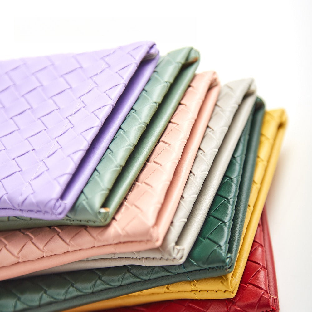 Minimalist PVC Weave Snap Glasses Case Women S5P972