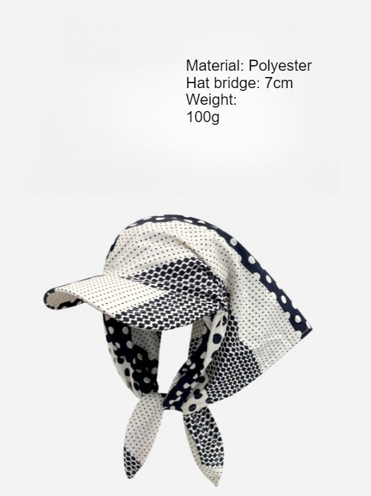 Polka Dot Scarf Sun Hat Women Vacation N6C367