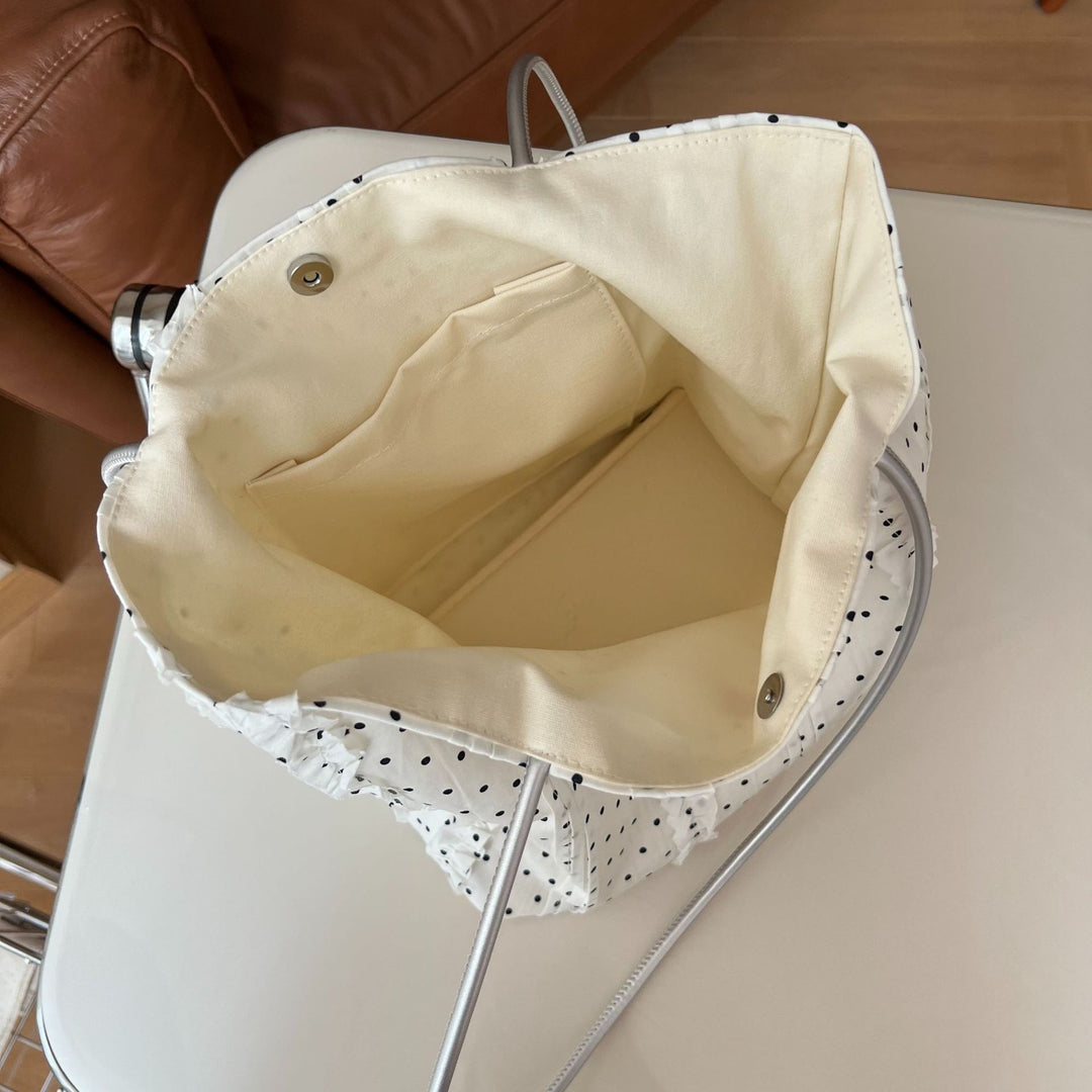 Polka Dot Plaid Lace Canvas Shoulder Bag Women N6F180