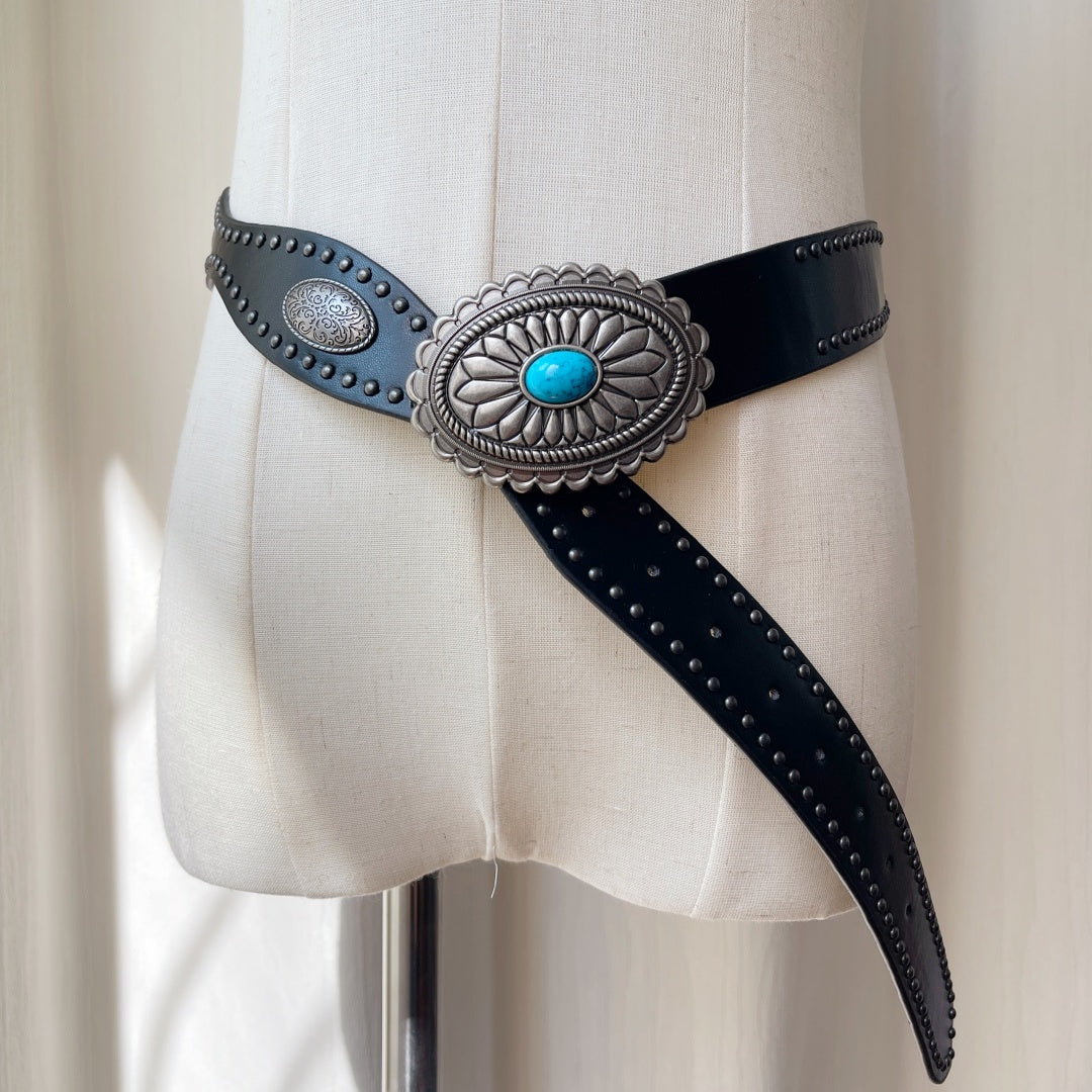 Women's Faux Leather Western Studded Belt N6J134