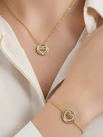 Load image into Gallery viewer, Copper Gold Plated MOM Heart Zircon Bracelet Necklace N6D523