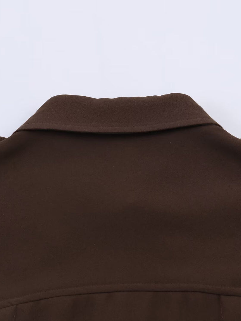 Crop Collar Shoulder Tab Shirt Women N6C114
