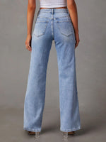 Load image into Gallery viewer, Patchwork Wide Leg Flare Jeans Women Blue N6D155