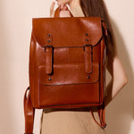 Load image into Gallery viewer, Genuine Leather Backpack Women 14" Vintage School N6F160