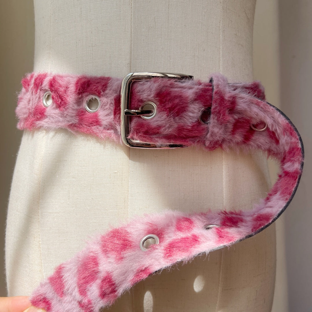 Unisex Pink Leopard Print Belt N6J104