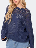 Load image into Gallery viewer, Sexy Openwork Knit Pullover Sweater Women N6D074
