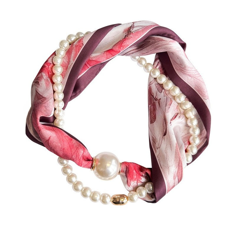 Womens Pearl Magnetic Clasp Slim Scarf N6K256