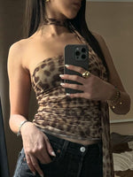 Load image into Gallery viewer, Womens Leopard Halter Strapless Slim Top N25A175