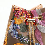Load image into Gallery viewer, Floral Embroidered Sequin Mesh Bucket Bag Women N6E010