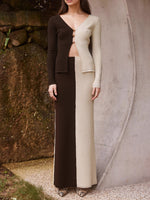 Load image into Gallery viewer, Color Block Office Set Women High Waist Skirt Suit N5A056
