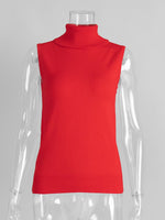 Load image into Gallery viewer, Knit Sleeveless Vest High Neck Tank Top Women Simple N6G132