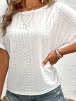 Load image into Gallery viewer, Multicolor Knit Jacquard Embroidery Hollow Raglan Tee N5A971