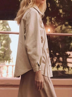 Load image into Gallery viewer, Floral Notch Shirt Relaxed Mid Weight Tan N5Z556