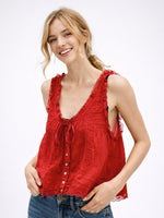 Load image into Gallery viewer, Lace Trim Camisole with Bow and Button Women N6C106