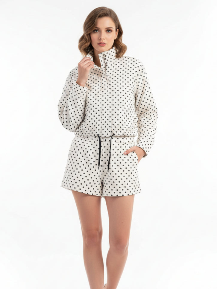 Dot Seersucker Blazer and Shorts Set Women N6C269