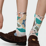 Load image into Gallery viewer, 3D Floral Embossed Seamless Mid-Calf Socks Women N6H010