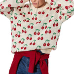 Load image into Gallery viewer, Cherry Print Sweater Mid Heavy Apricot N5Z841
