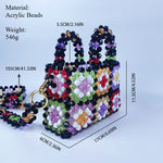 Load image into Gallery viewer, Hand Beaded Acrylic Grid Tote Open Top Construction S5P406