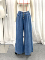 Load image into Gallery viewer, Vintage Draped Wide Leg Denim Pants Women N6B134