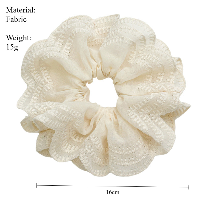 White Lace Trim Continuous Loop Hair Tie S5P420