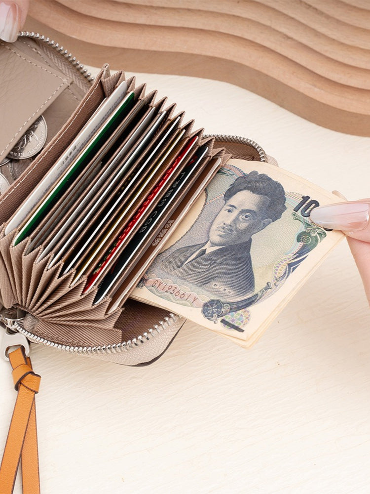 Genuine Leather Accordion Card Wallet Women N6D027