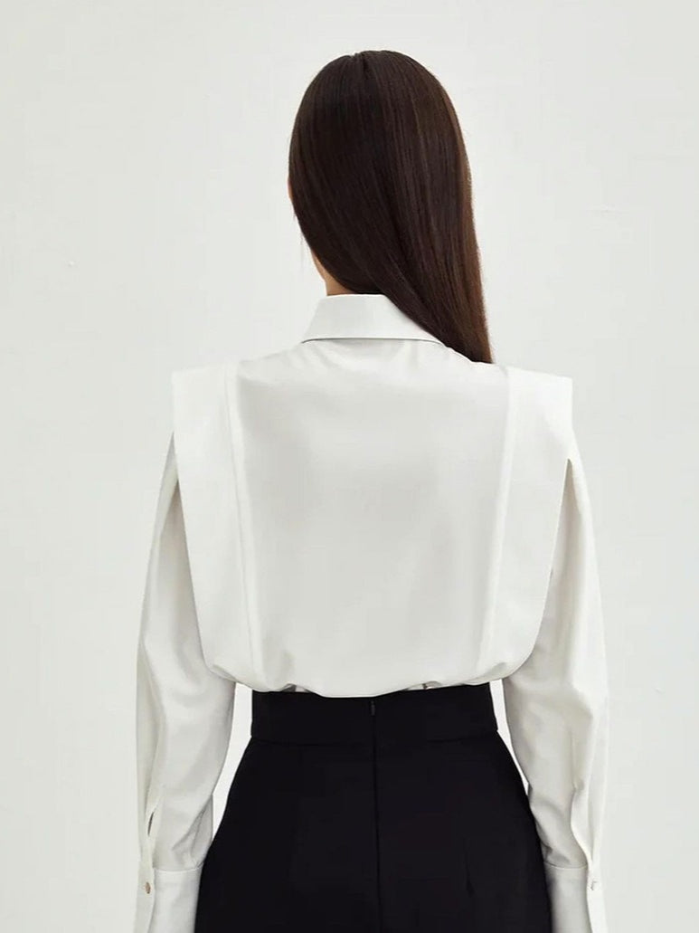 French Sharp Shoulder Slimming Shirt Women N6C136
