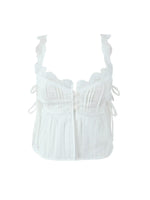 Load image into Gallery viewer, White Lace Trim Fitted Camisole Top N6F185