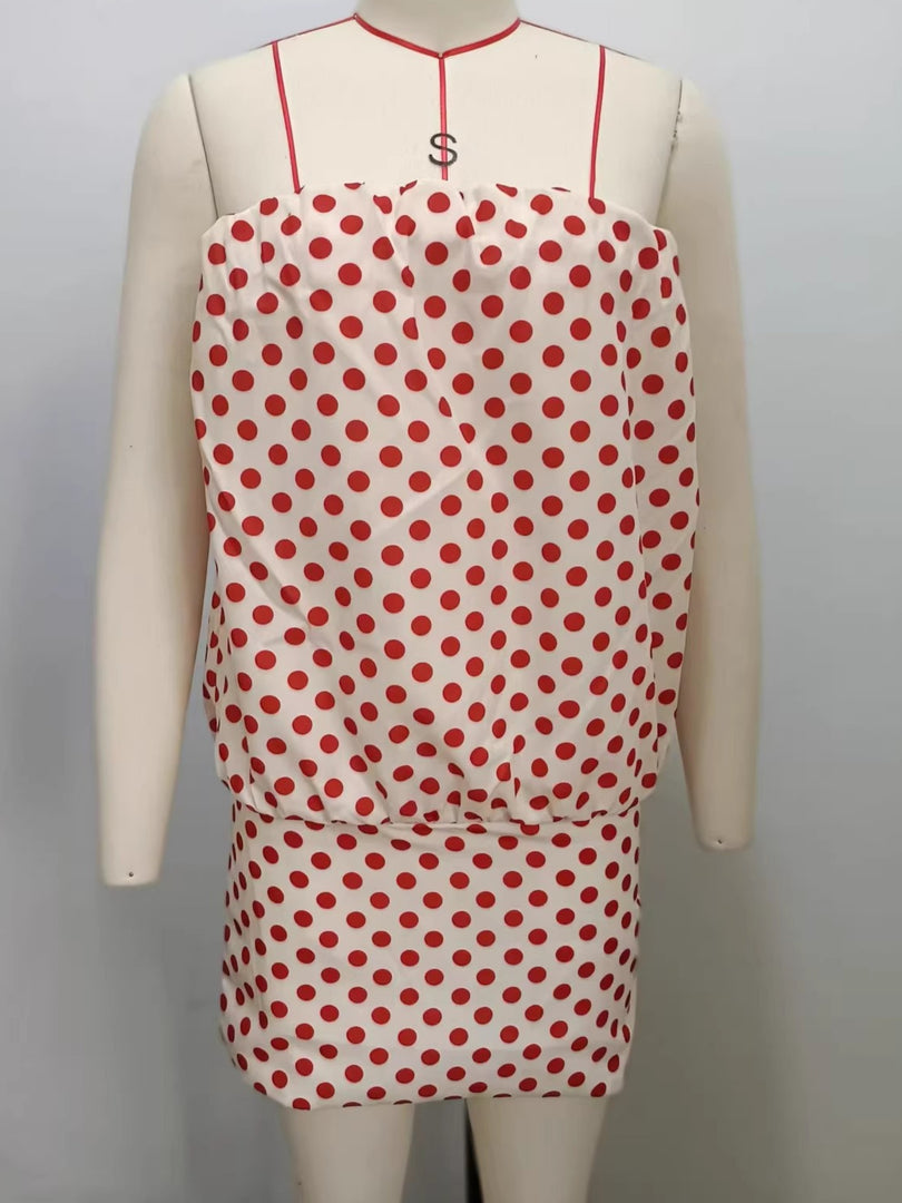 Polka Dot Strapless Mini Dress Women N6E152