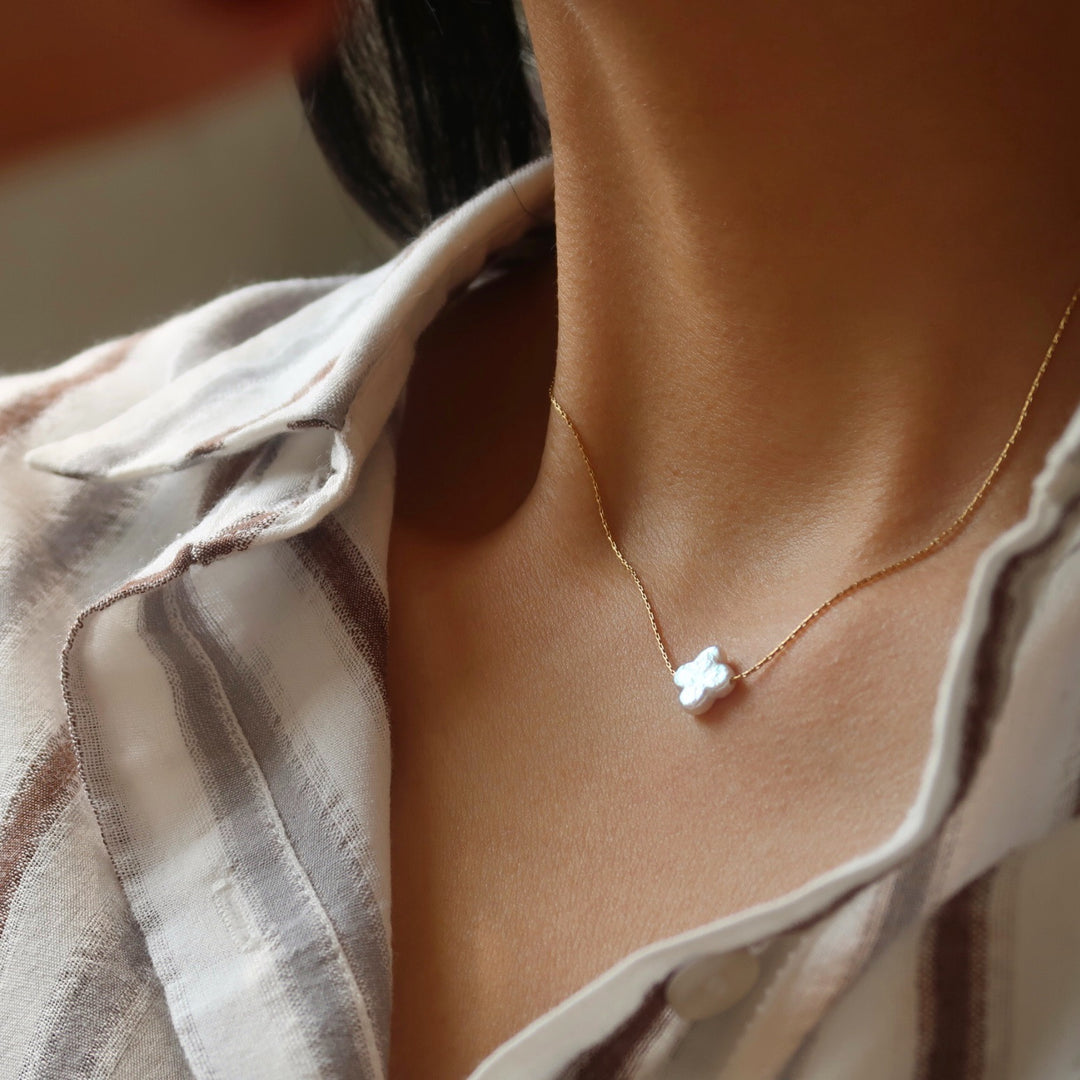 Mini Freshwater Pearl Geometric Choker Titanium Steel N6H172