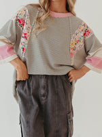 Load image into Gallery viewer, Color Block Print Cropped Sleeve Sweatshirt Women N5A259
