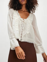 Load image into Gallery viewer, French Lace U Neck Blouse Women N6C097
